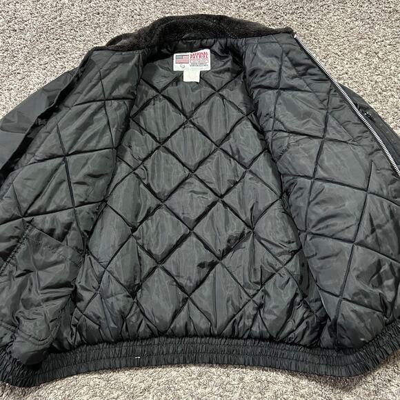 Vintage Bomber Jacket National Patrol Quilted Nylon Full Zip y2k Insulated Black - Picture 2 of 11